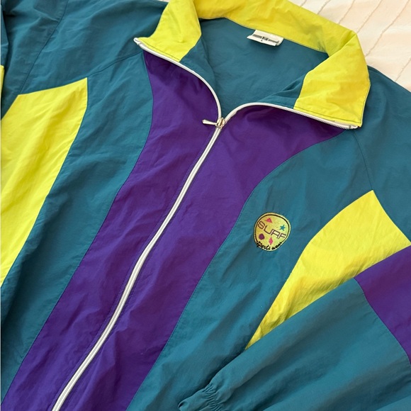 Vintage 80's 90's Colorful Windbreaker Men's Jacket Size L - Picture 2 of 5